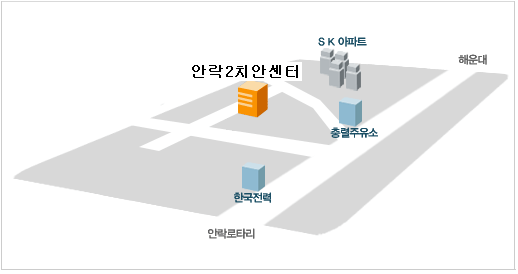 안락로타리에서 해우대방면 한국전력 지나 충렬주유소 안 골목 안락2치안센터 위치하고 있습니다