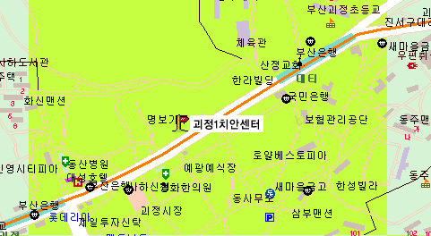 지하철1호선 괴정역과 대티역사이 천아하늘정원 옆 원약국 맞은편 괴정지구대 위치하고 있습니다